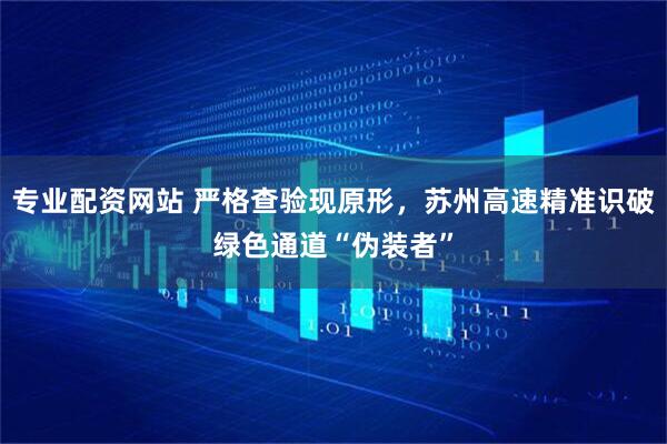 专业配资网站 严格查验现原形，苏州高速精准识破绿色通道“伪装者”